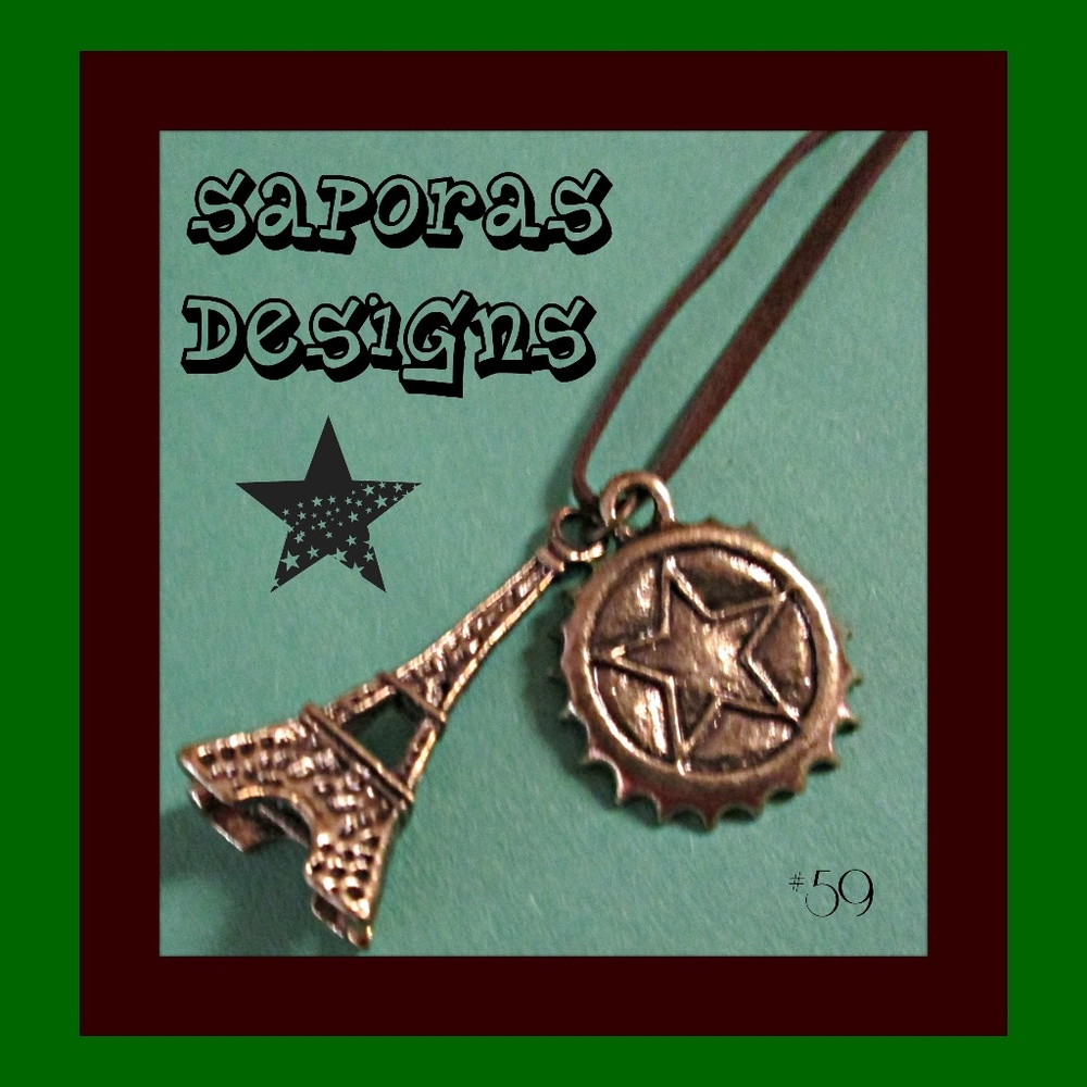 Eiffel Tower Bottle Cap Design Necklace